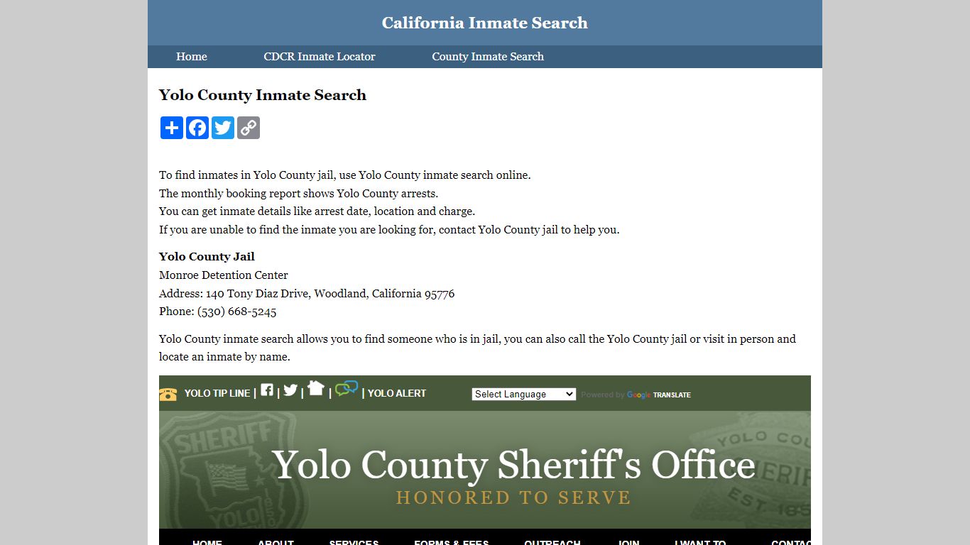 Yolo County Inmate Search