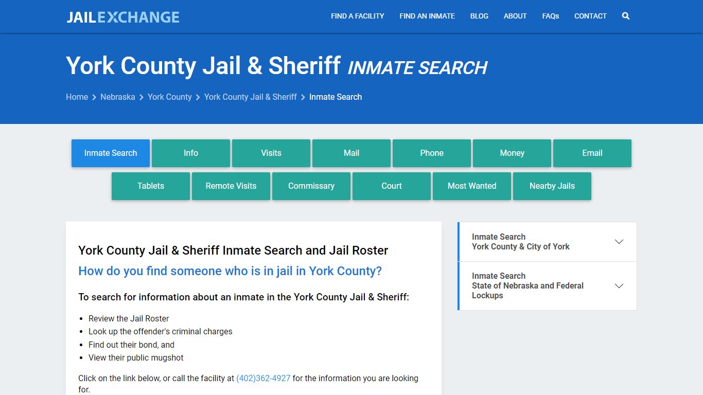 Inmate Search: Roster & Mugshots - York County Jail & Sheriff, NE