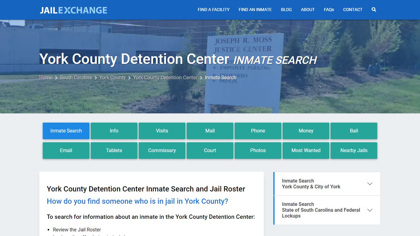 York County Detention Center Inmate Search - Jail Exchange