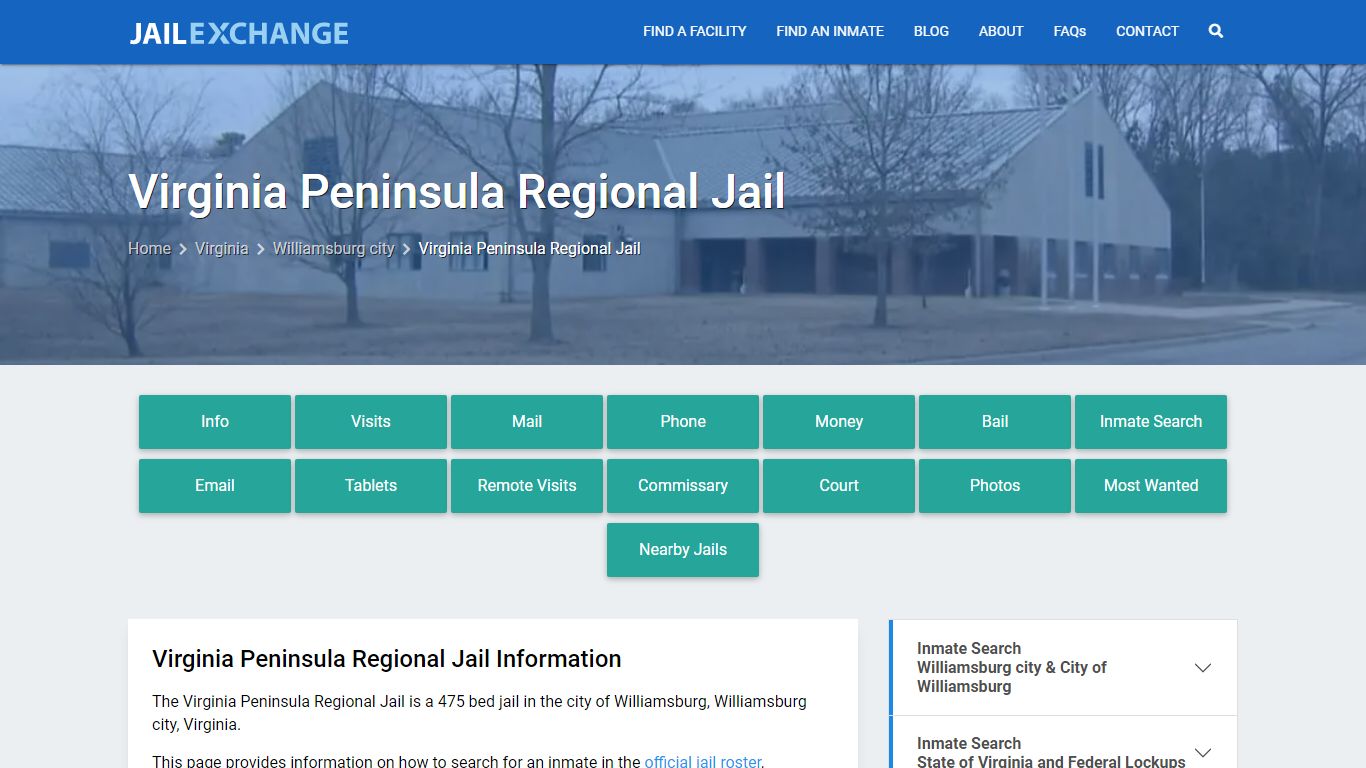 Virginia Peninsula Regional Jail, VA Inmate Search, Information