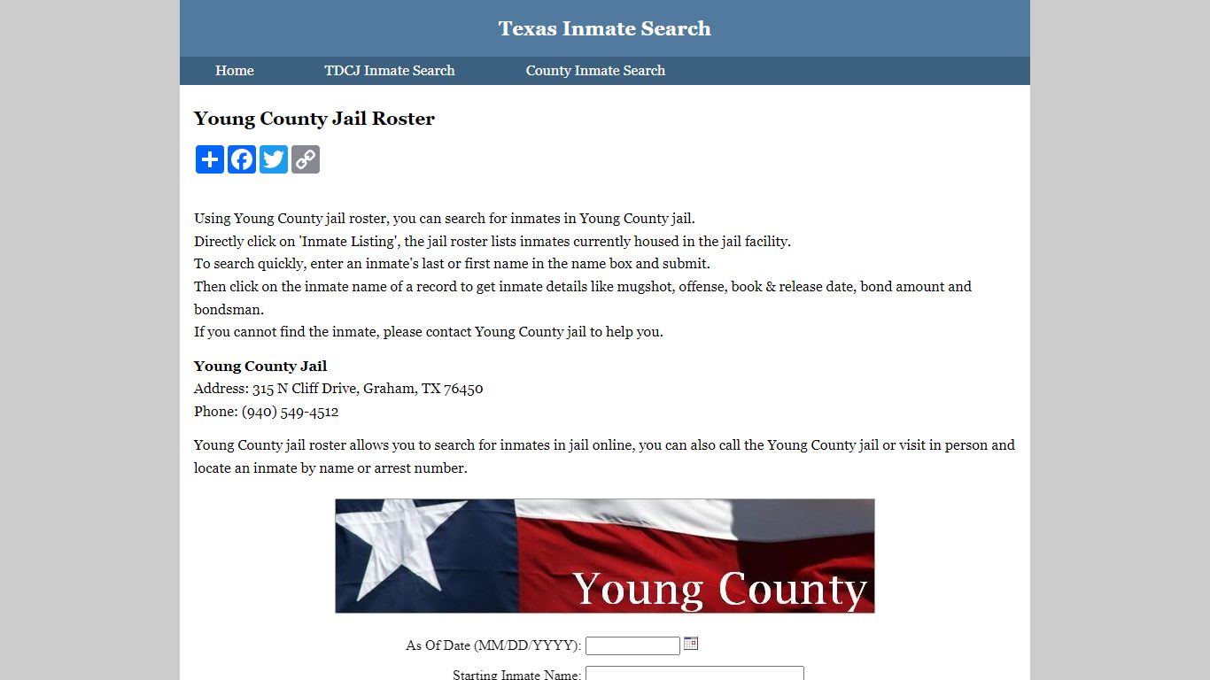 Young County Jail Roster - Texas Inmate Search