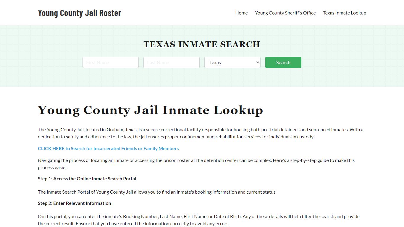 Young County Jail Roster Lookup, TX, Inmate Search