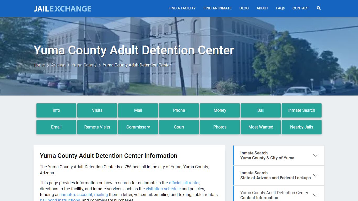 Yuma County Adult Detention Center, AZ Inmate Search, Information