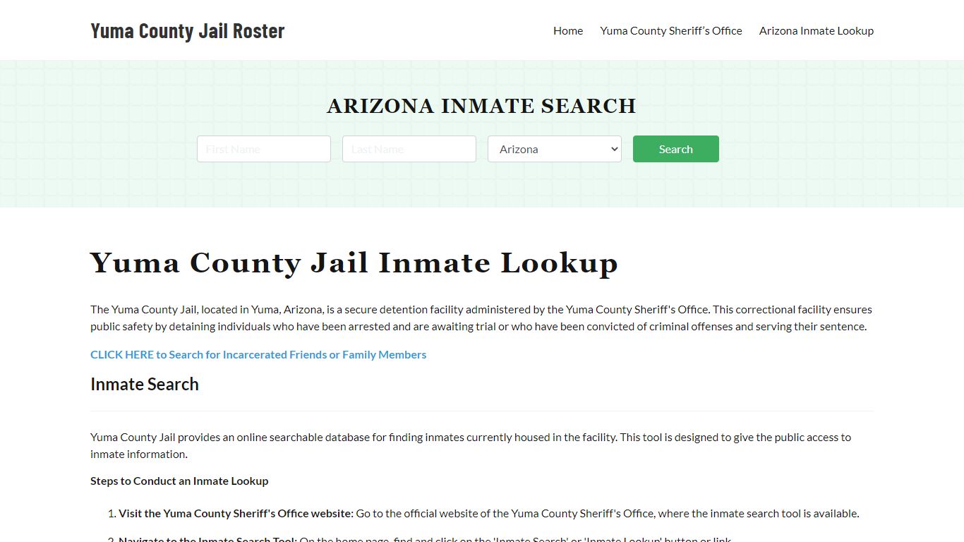 Yuma County Jail Roster Lookup, AZ, Inmate Search
