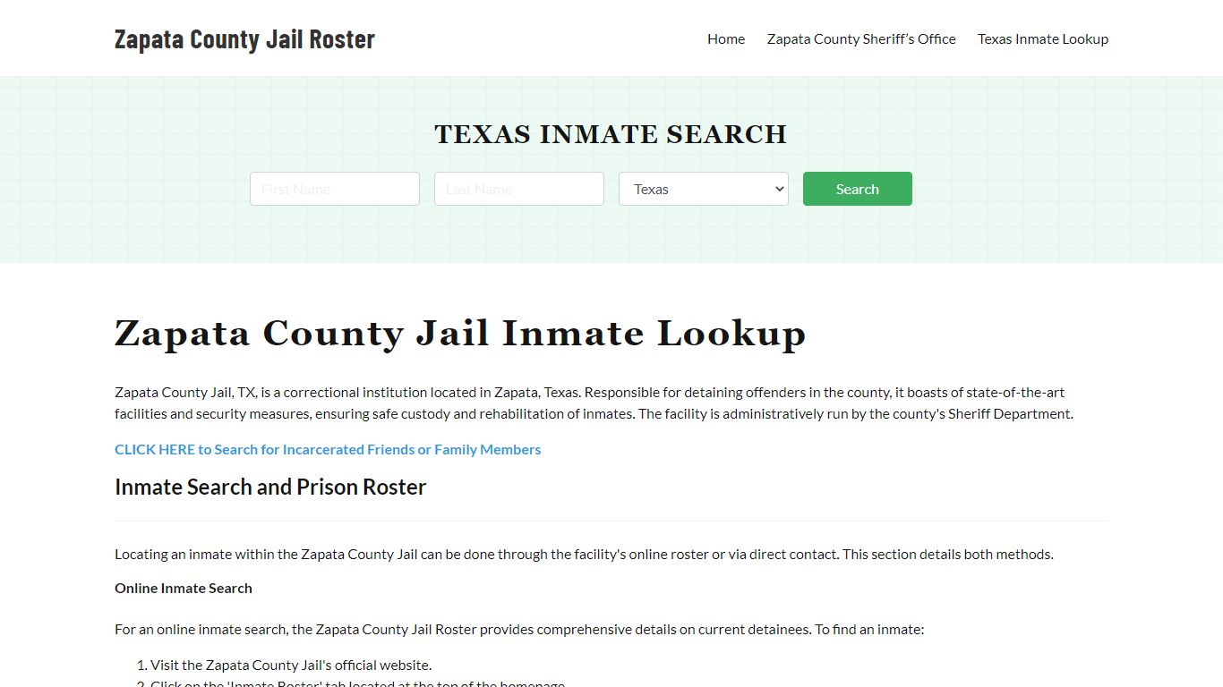 Zapata County Jail Roster Lookup, TX, Inmate Search