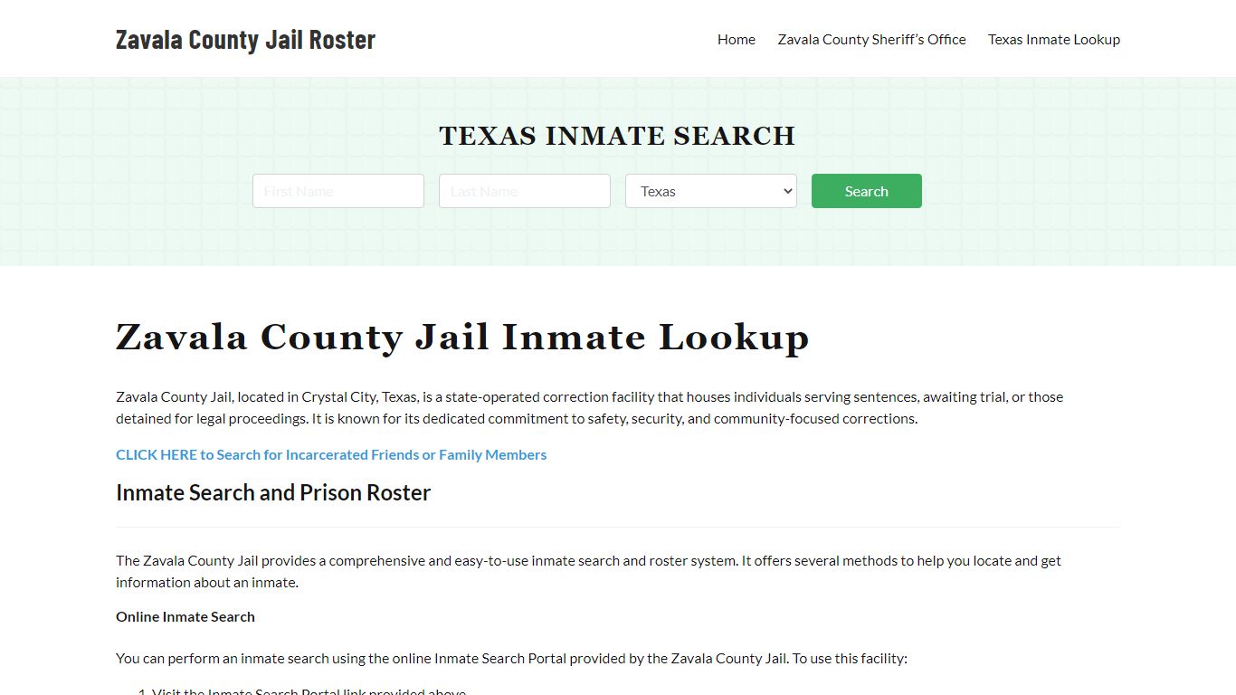 Zavala County Jail Roster Lookup, TX, Inmate Search