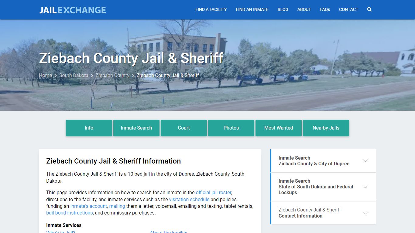 Ziebach County Jail & Sheriff, SD Inmate Search, Information