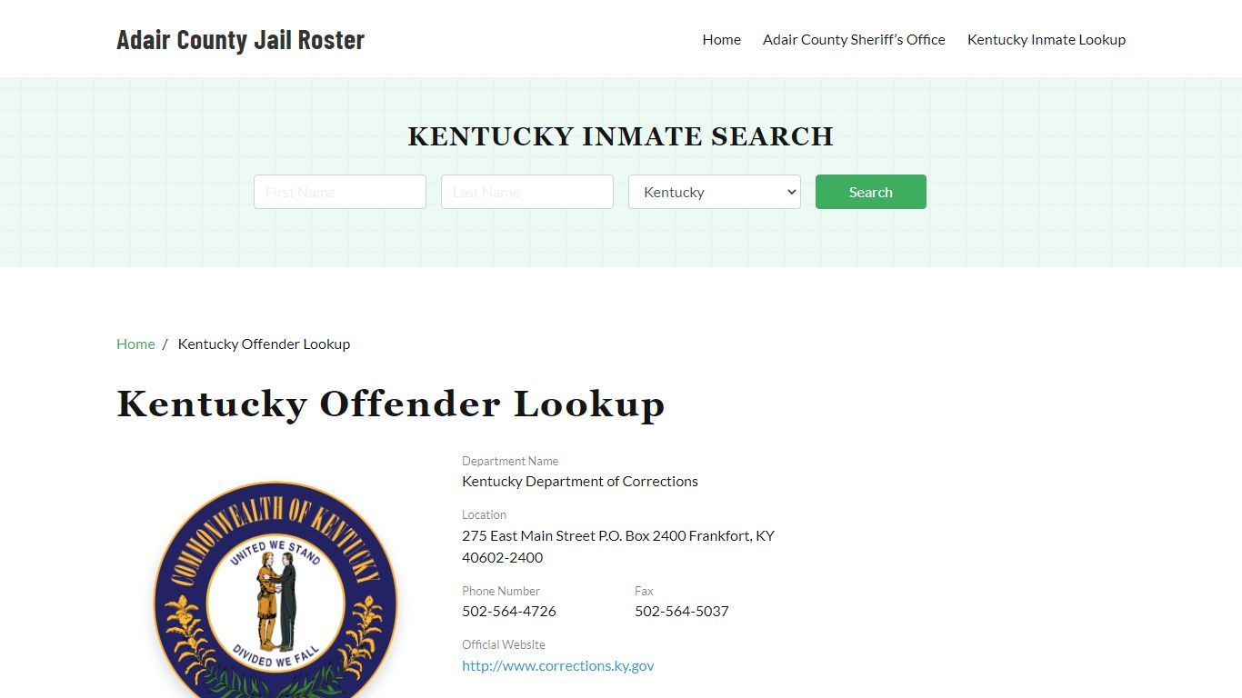 Kentucky Inmate Search, Jail Rosters - Adair County Jail
