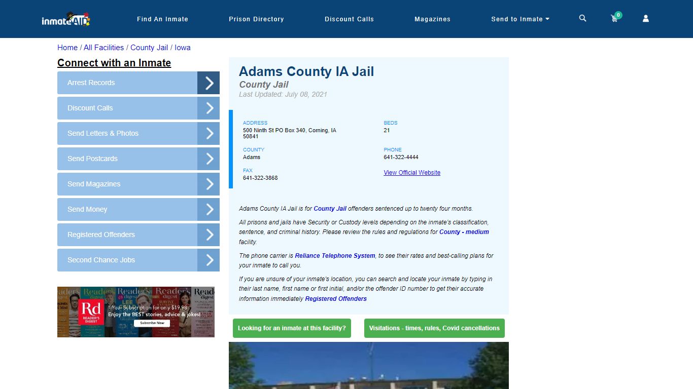 Adams County IA Jail - Inmate Locator - Corning, IA