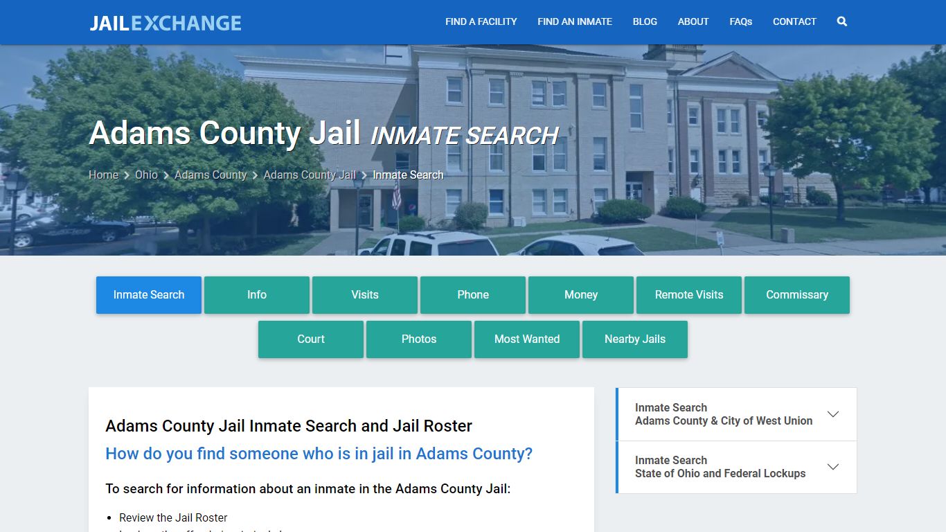 Inmate Search: Roster & Mugshots - Adams County Jail, OH