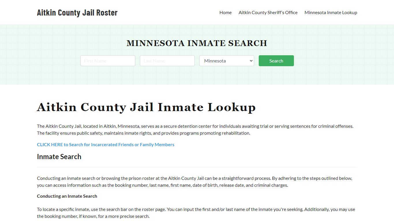 Aitkin County Jail Roster Lookup, MN, Inmate Search