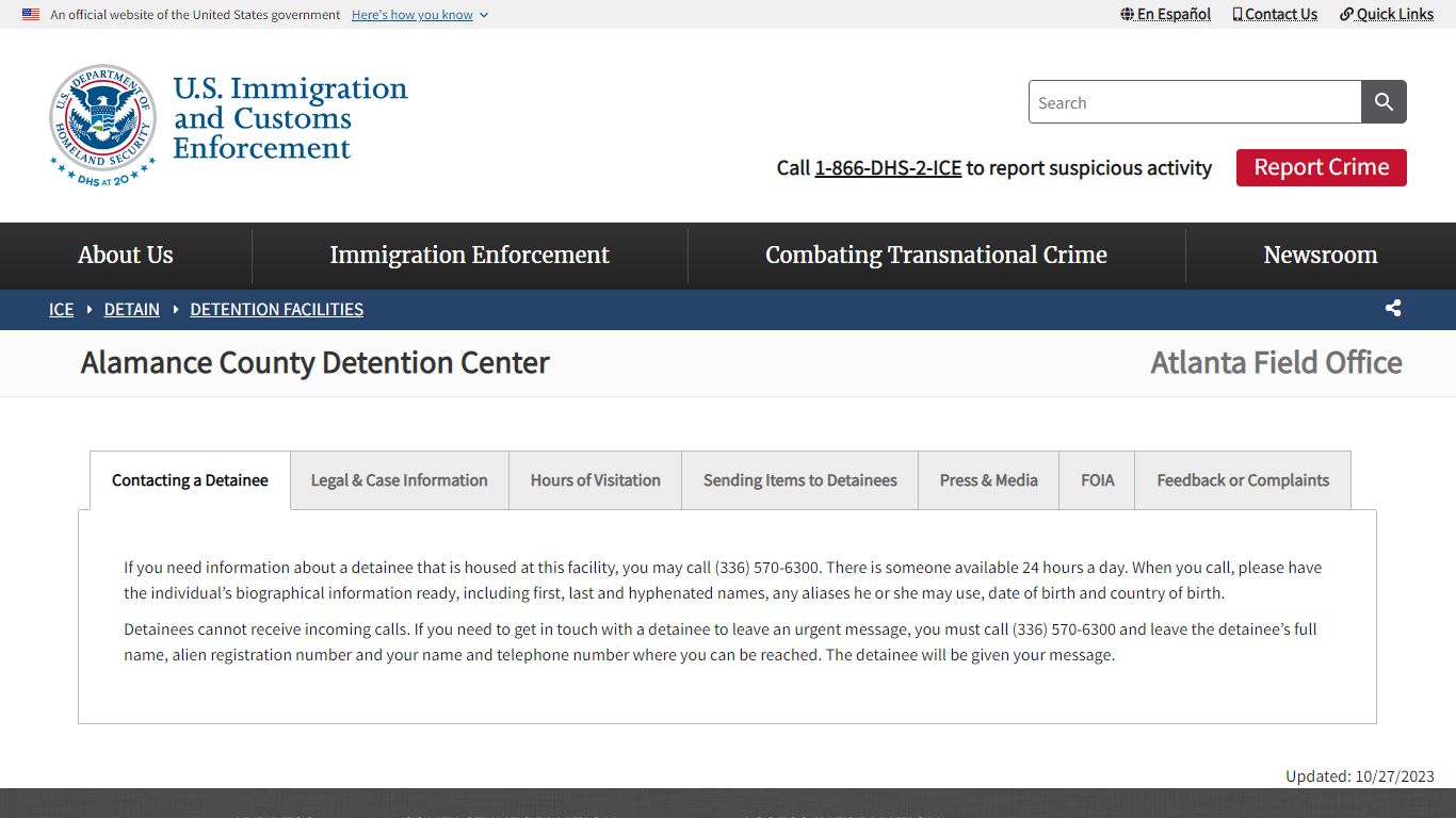 Alamance County Detention Center | ICE