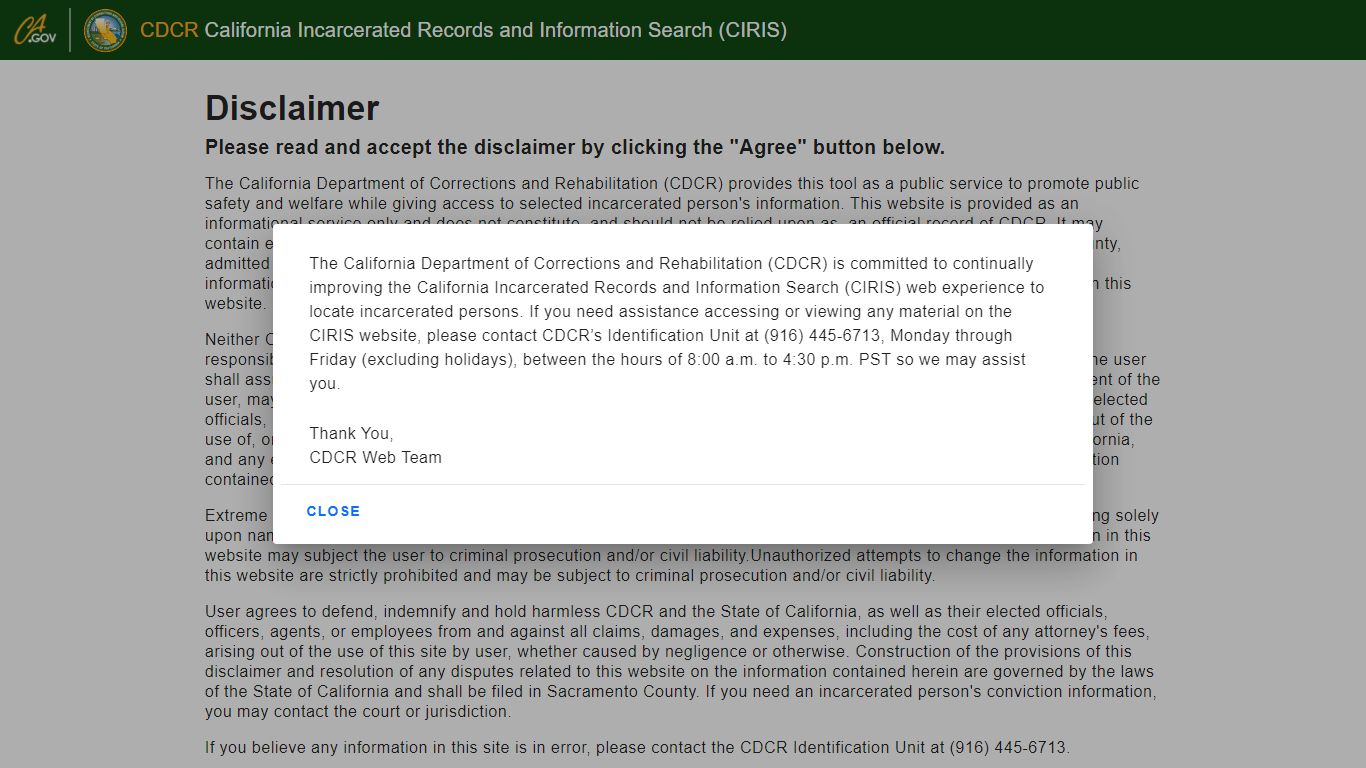 CDCR - CIRIS - California