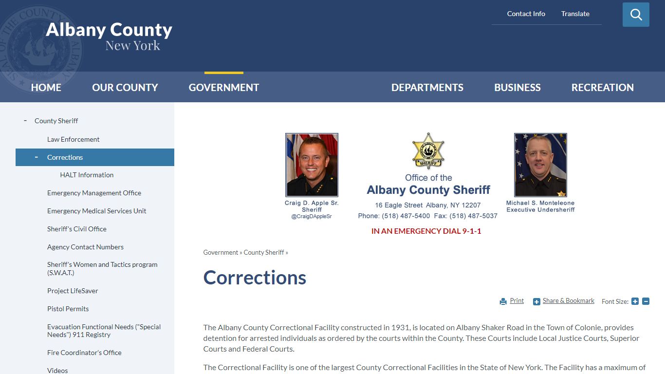 Corrections | Albany County, NY