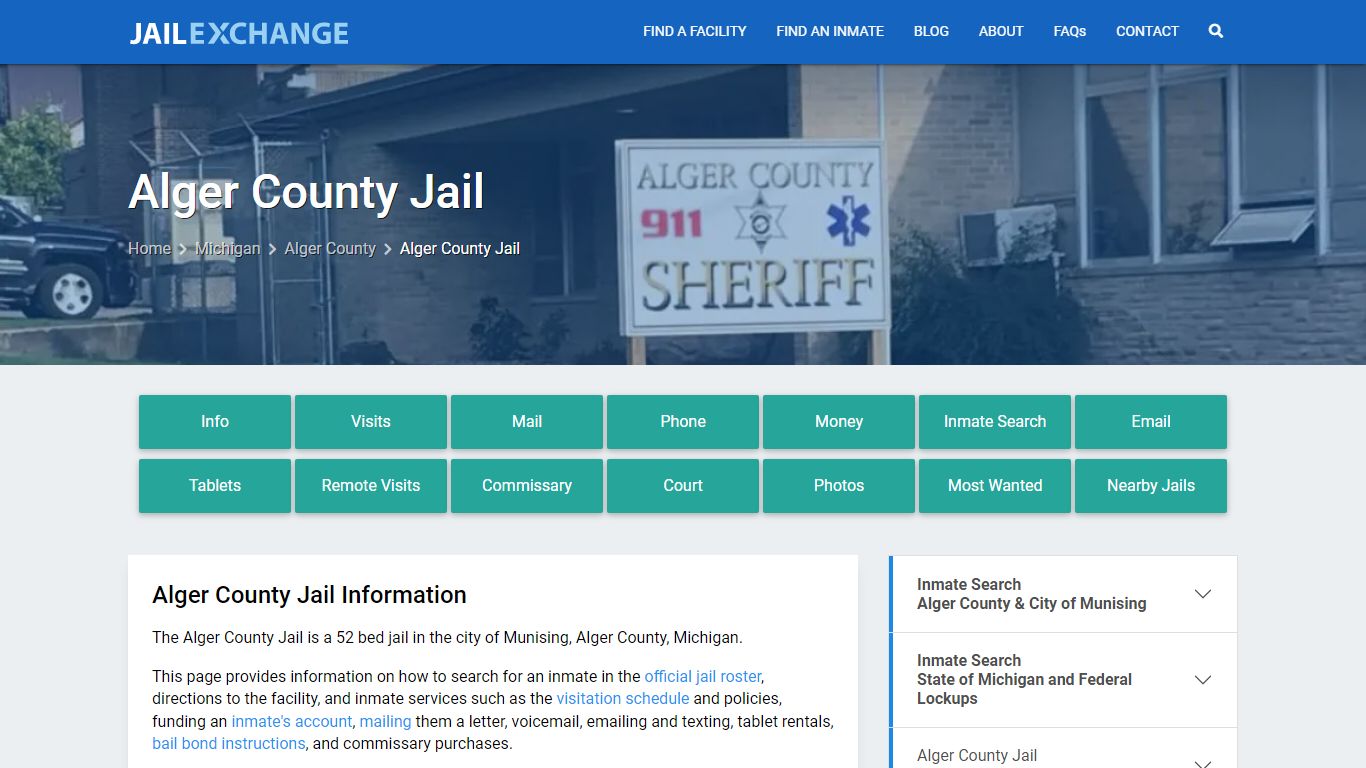 Alger County Jail, MI Inmate Search, Information