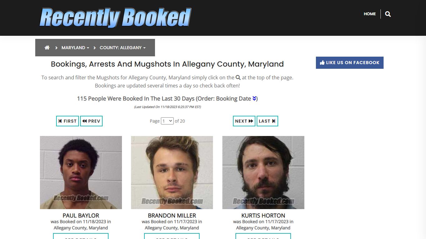 Bookings, Arrests and Mugshots in Allegany County, Maryland