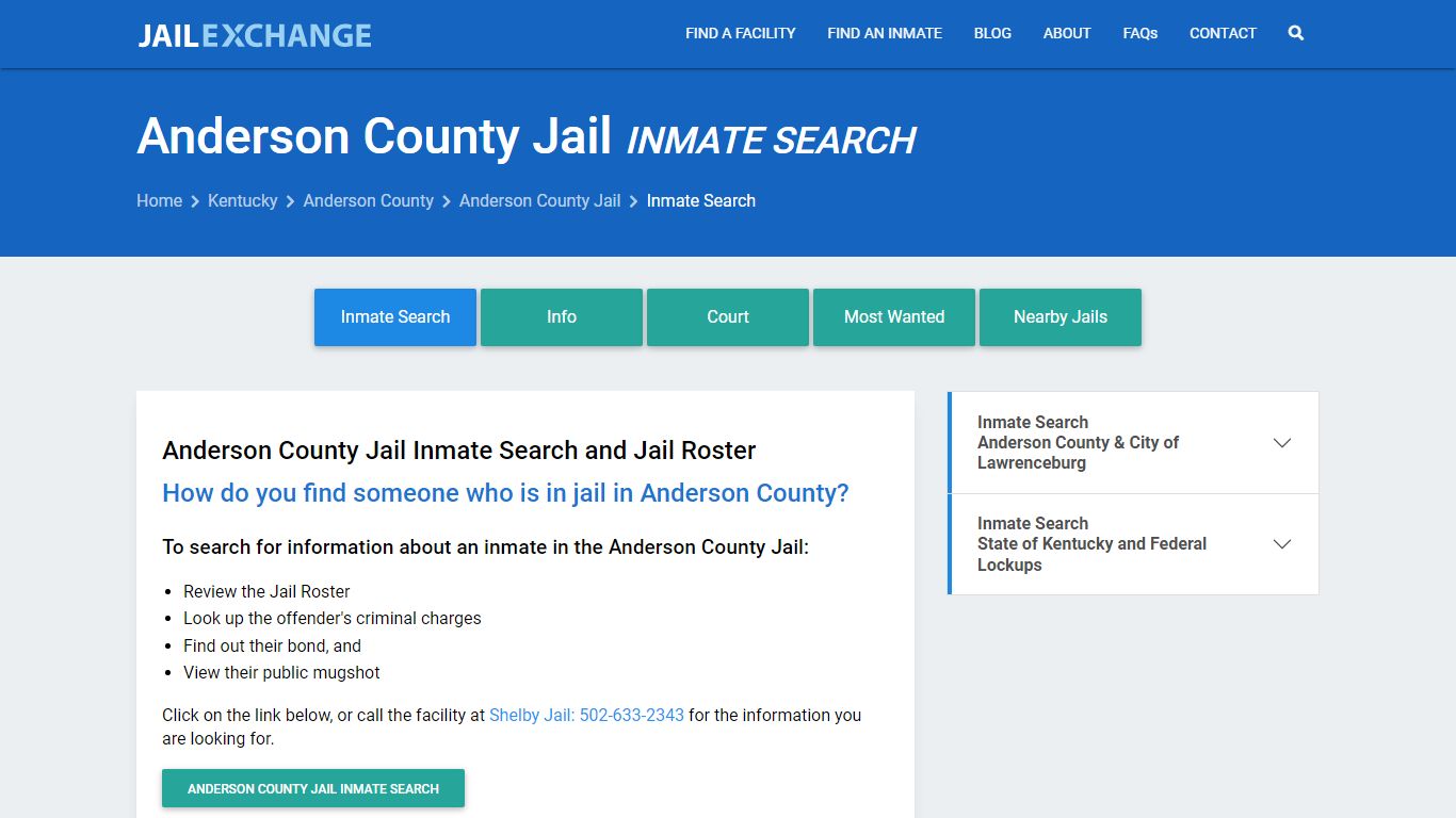 Inmate Search: Roster & Mugshots - Anderson County Jail, KY