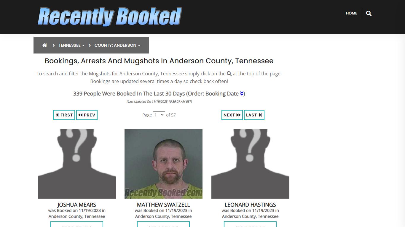 Bookings, Arrests and Mugshots in Anderson County, Tennessee