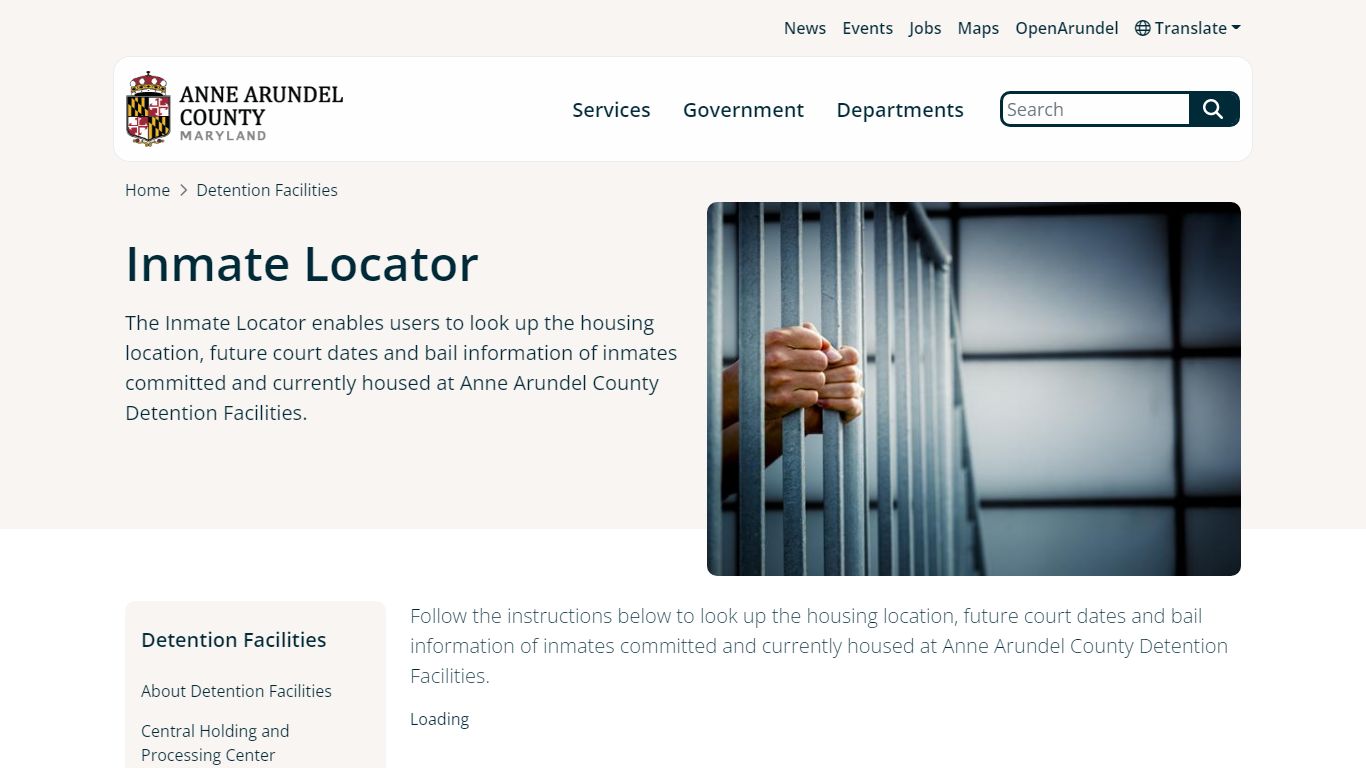 Inmate Locator | Anne Arundel County Government