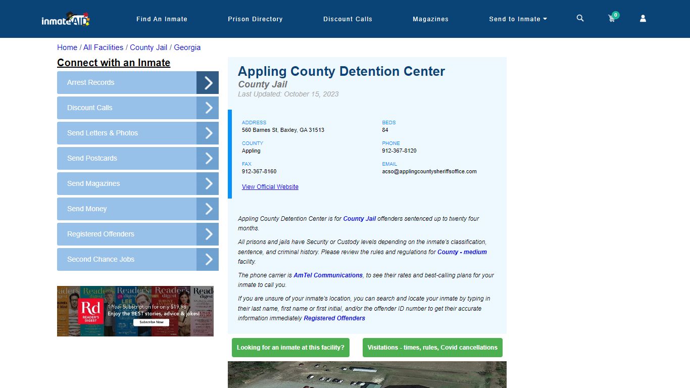 Appling County Detention Center - Inmate Locator - Baxley, GA