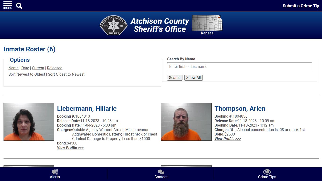 Inmate Roster - Atchison County Sheriff's Office | Kansas