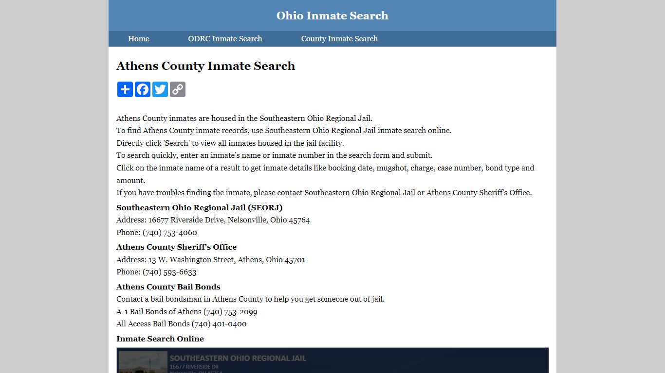 Athens County Inmate Search