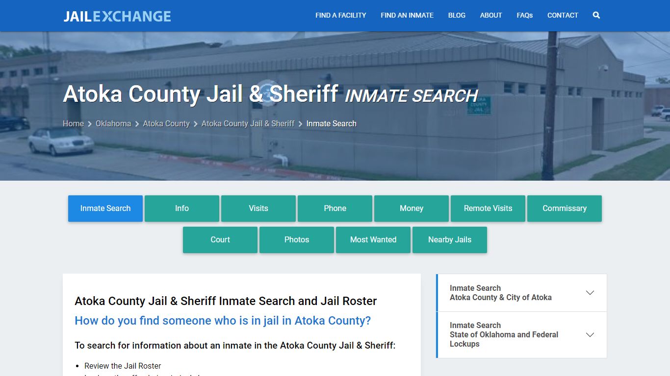 Inmate Search: Roster & Mugshots - Atoka County Jail & Sheriff, OK