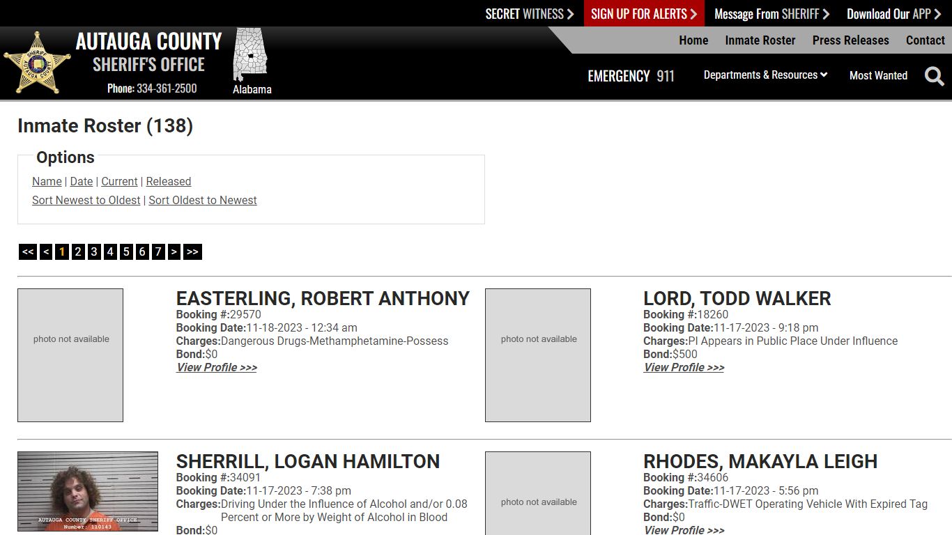 Inmate Roster - Current Inmates Booking Date Descending - Autauga ...
