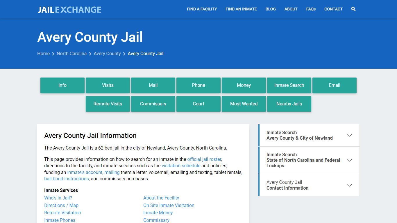 Avery County Jail, NC Inmate Search, Information