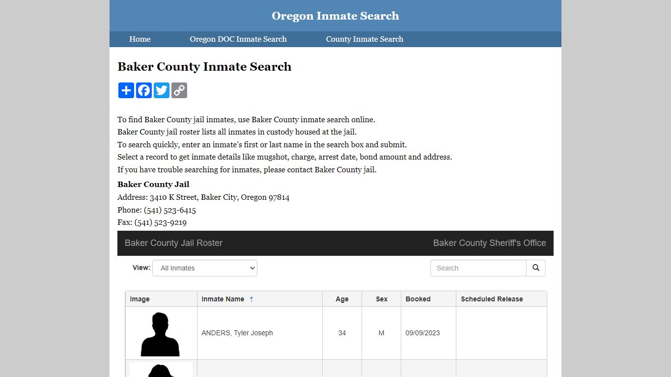 Baker County Inmate Search