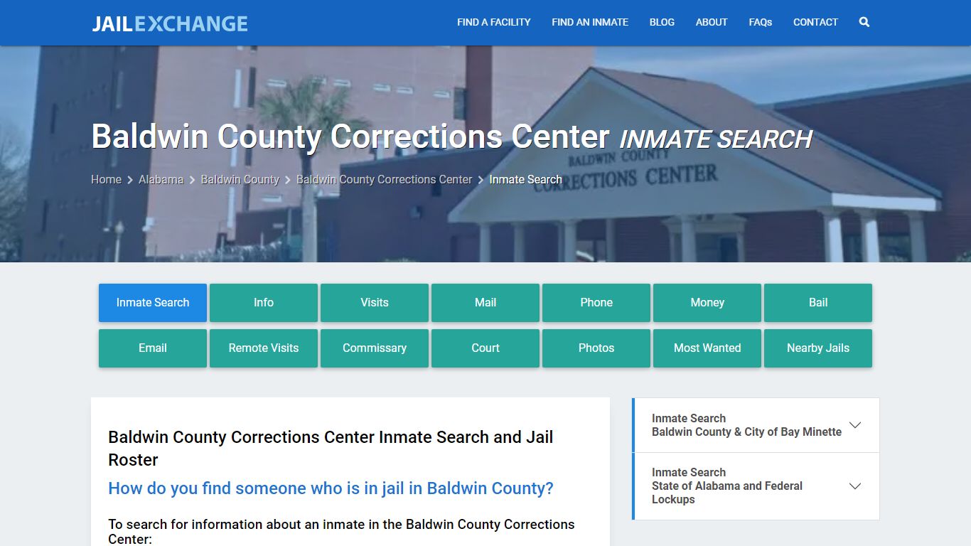 Baldwin County Corrections Center Inmate Search - Jail Exchange