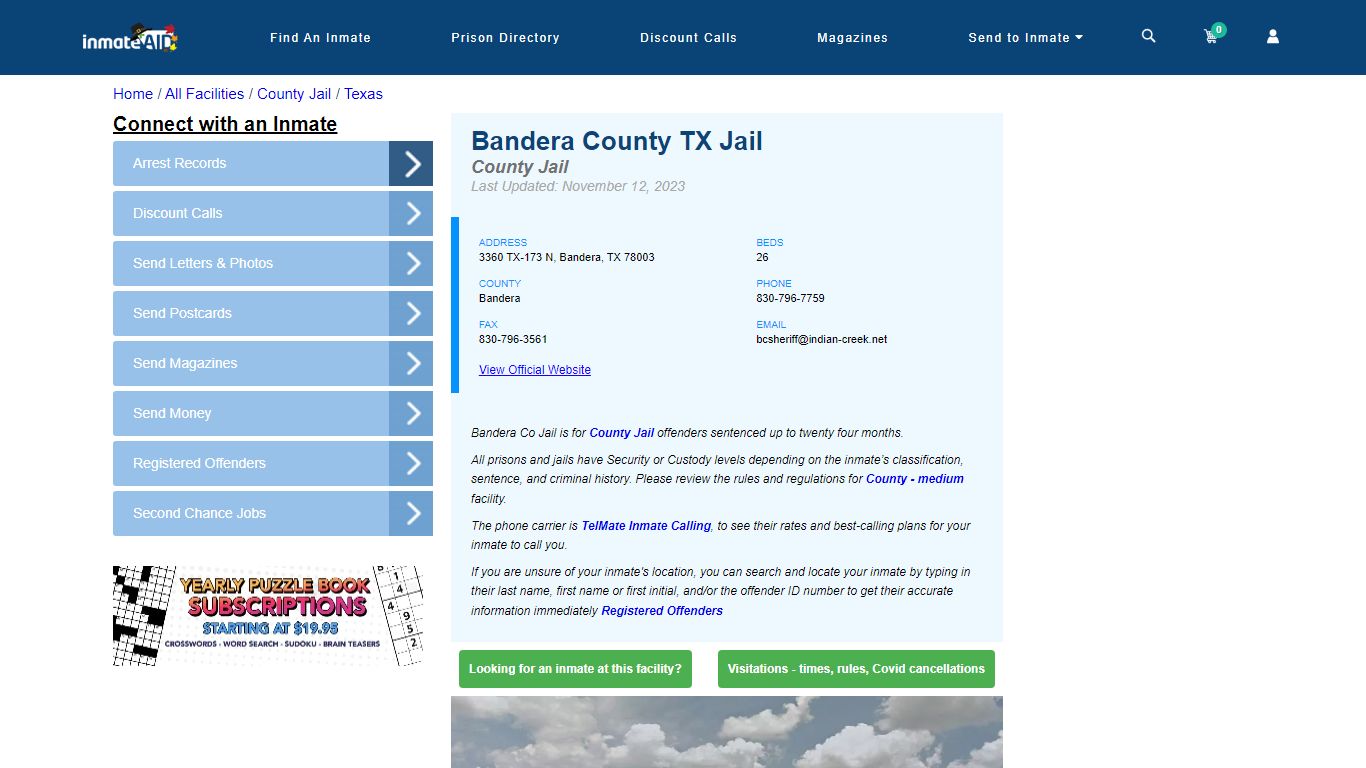 Bandera County TX Jail - Inmate Locator - Bandera, TX