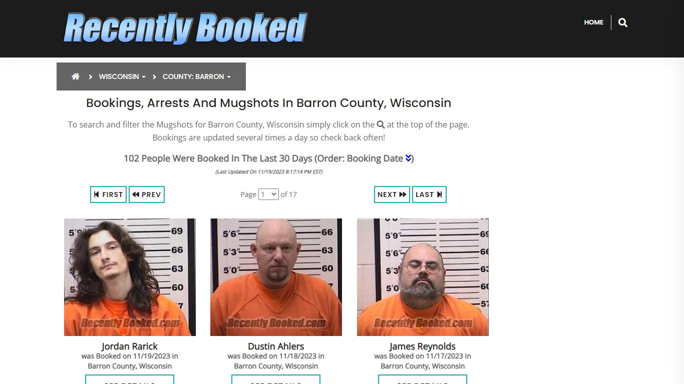 Bookings, Arrests and Mugshots in Barron County, Wisconsin