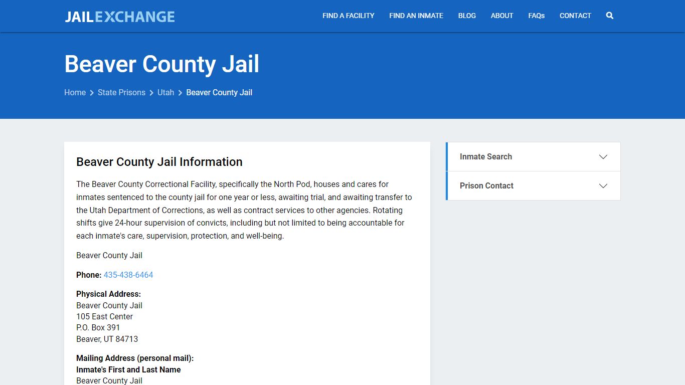 Beaver County Jail Inmate Search, UT - Jail Exchange