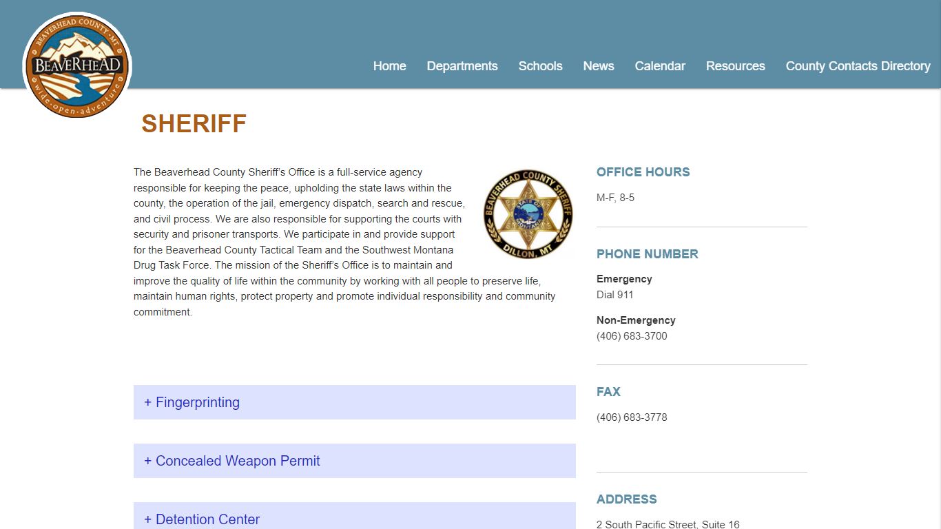 Sheriff - Beaverhead County, Montana