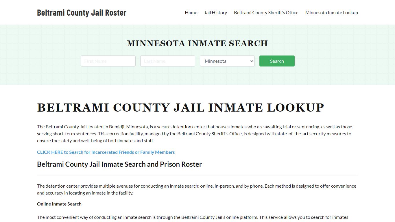 Beltrami County Jail Roster Lookup, MN, Inmate Search