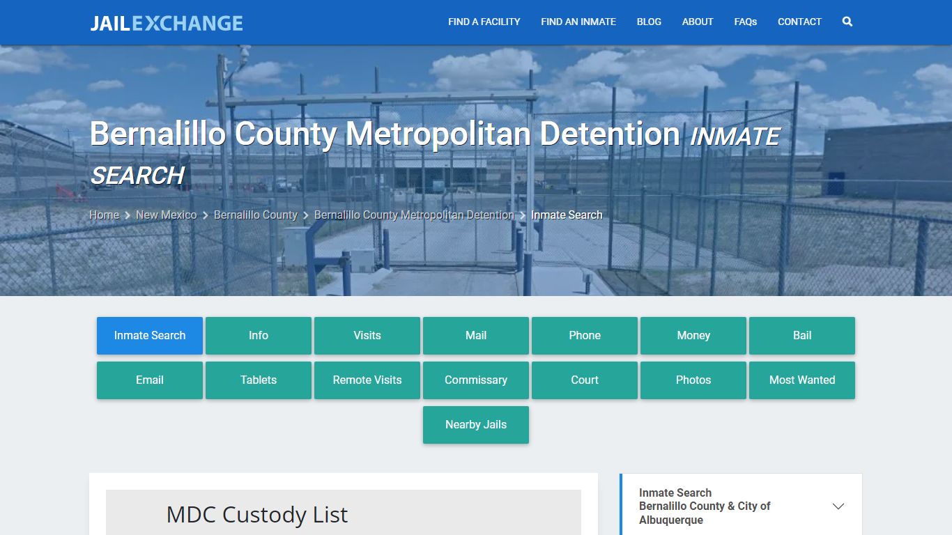 Bernalillo County Metropolitan Detention Inmate Search - Jail Exchange