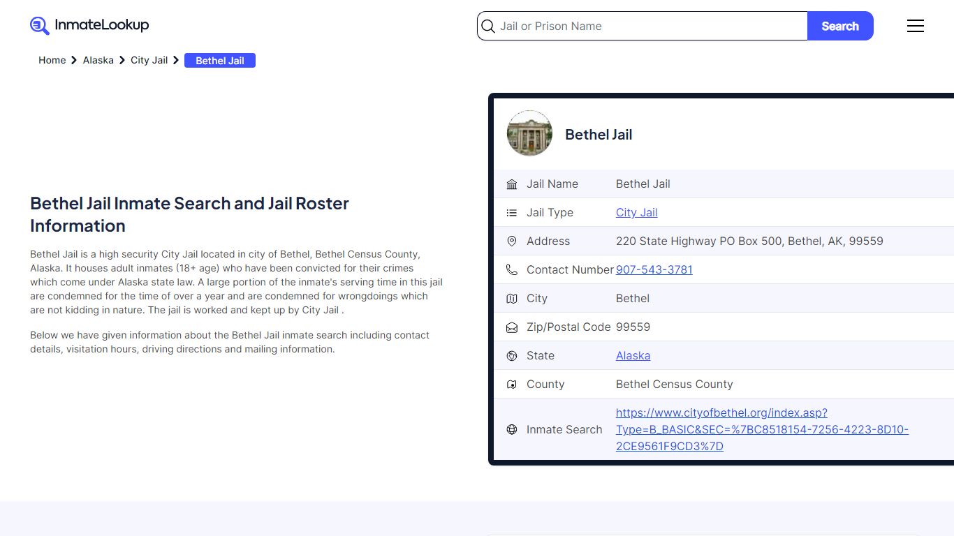 Bethel Jail Inmate Search - Bethel Alaska - Inmate Lookup