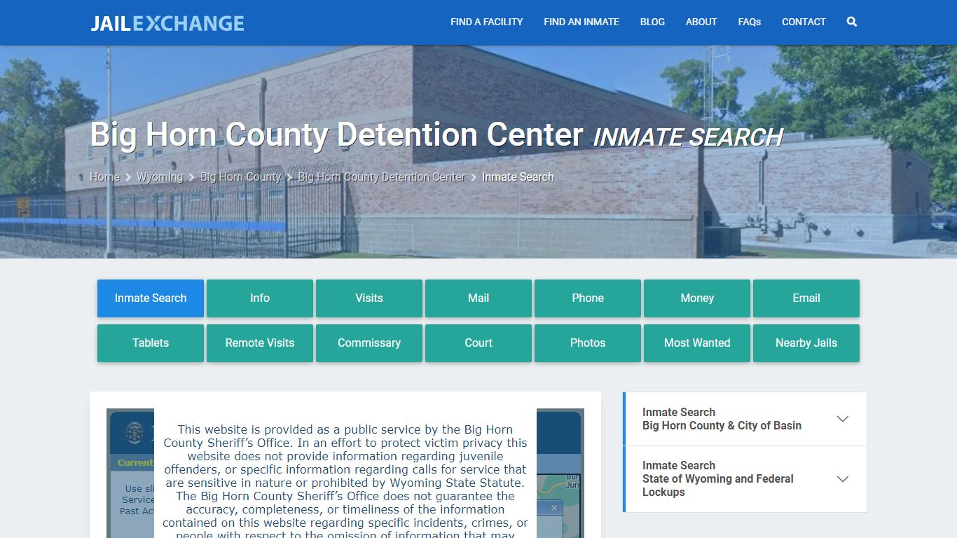 Big Horn County Detention Center Inmate Search - Jail Exchange