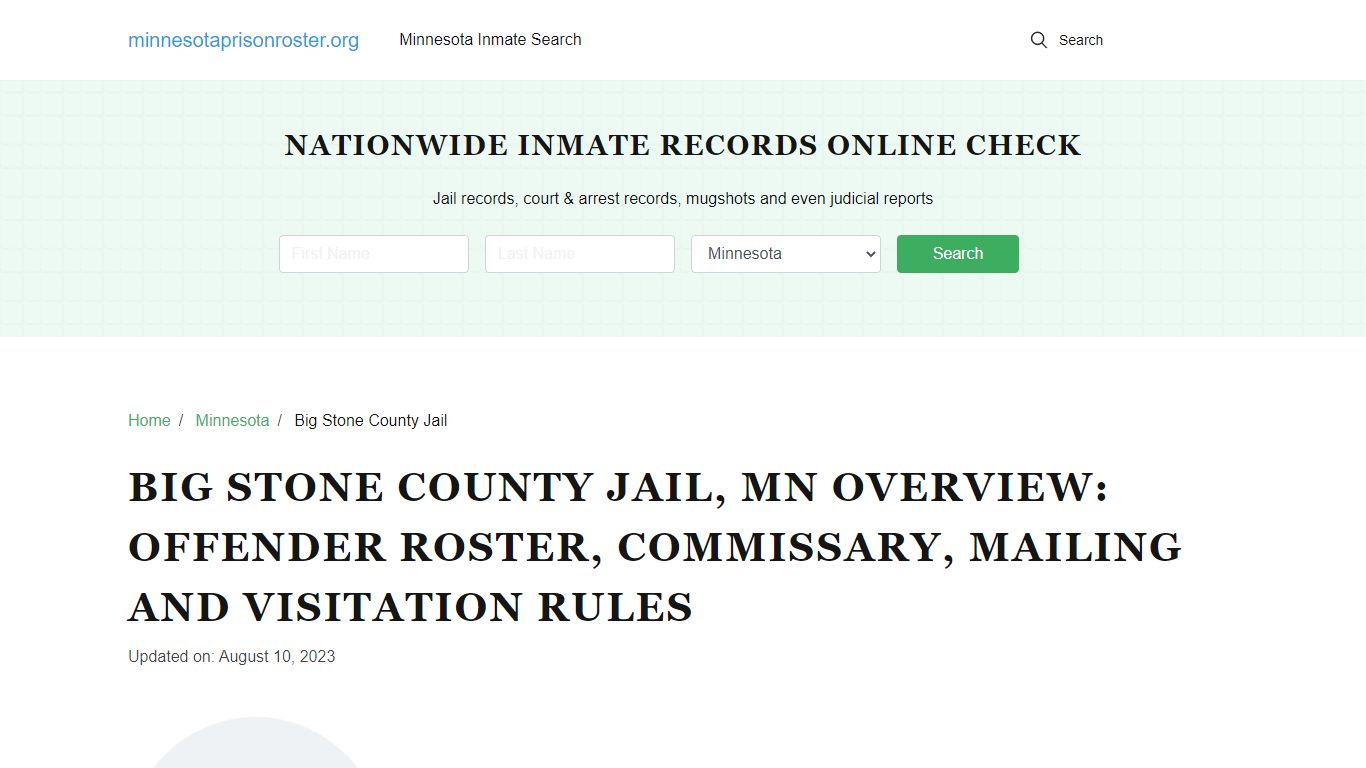 Big Stone County Jail, MN: Inmate Search, Jail Rules & Contact Info