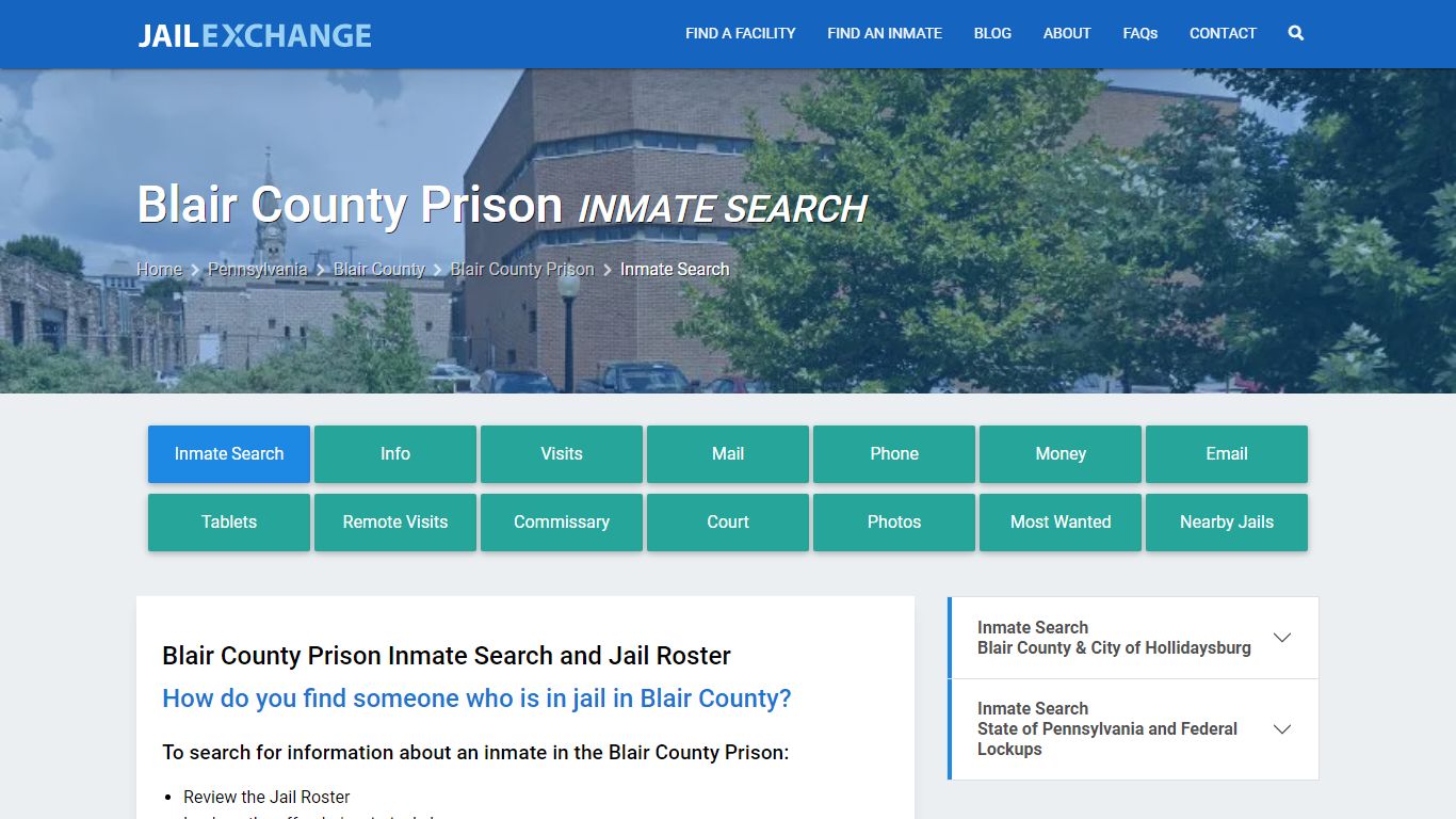 Inmate Search: Roster & Mugshots - Blair County Prison, PA - Jail Exchange