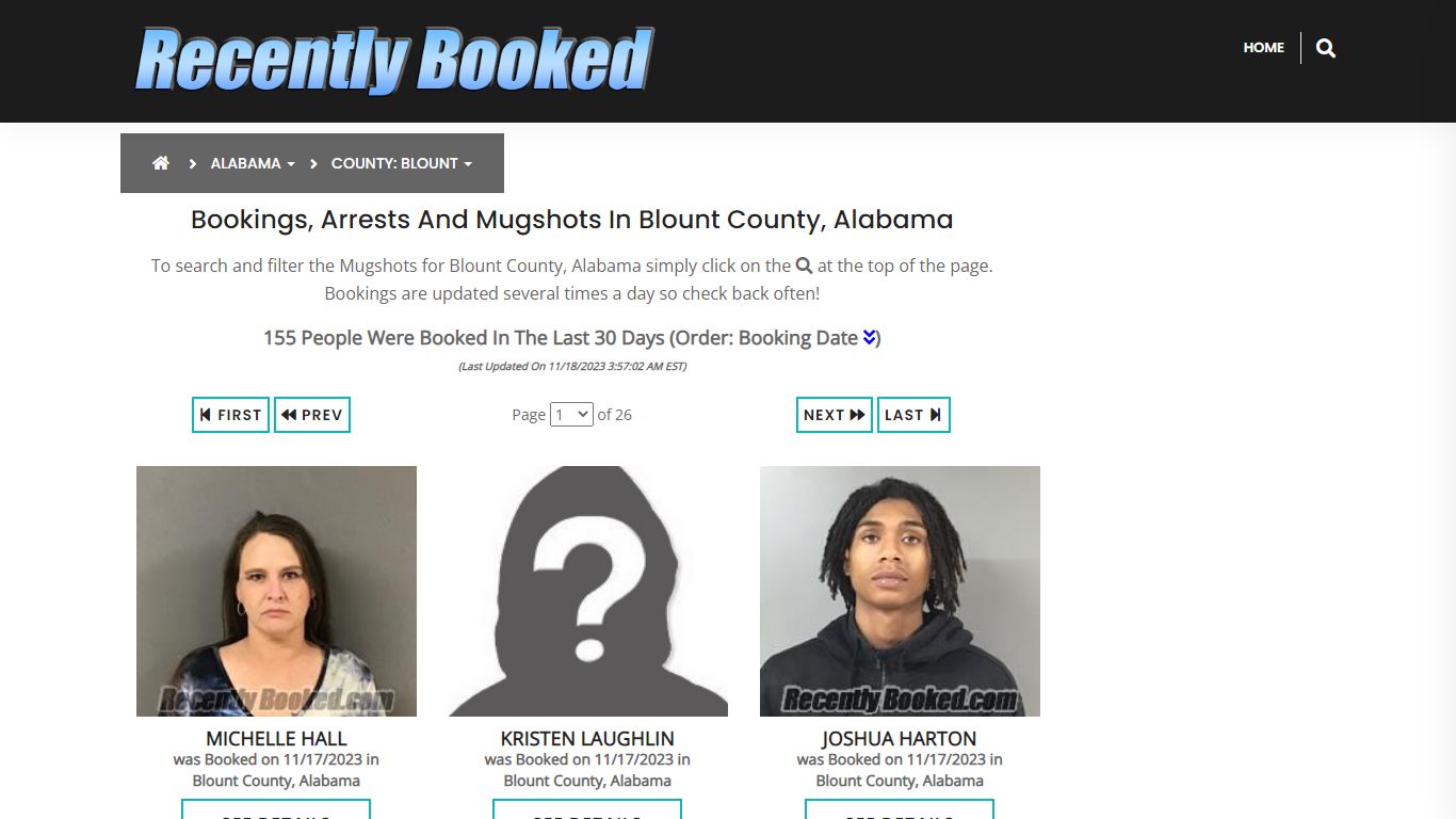 Recent bookings, Arrests, Mugshots in Blount County, Alabama