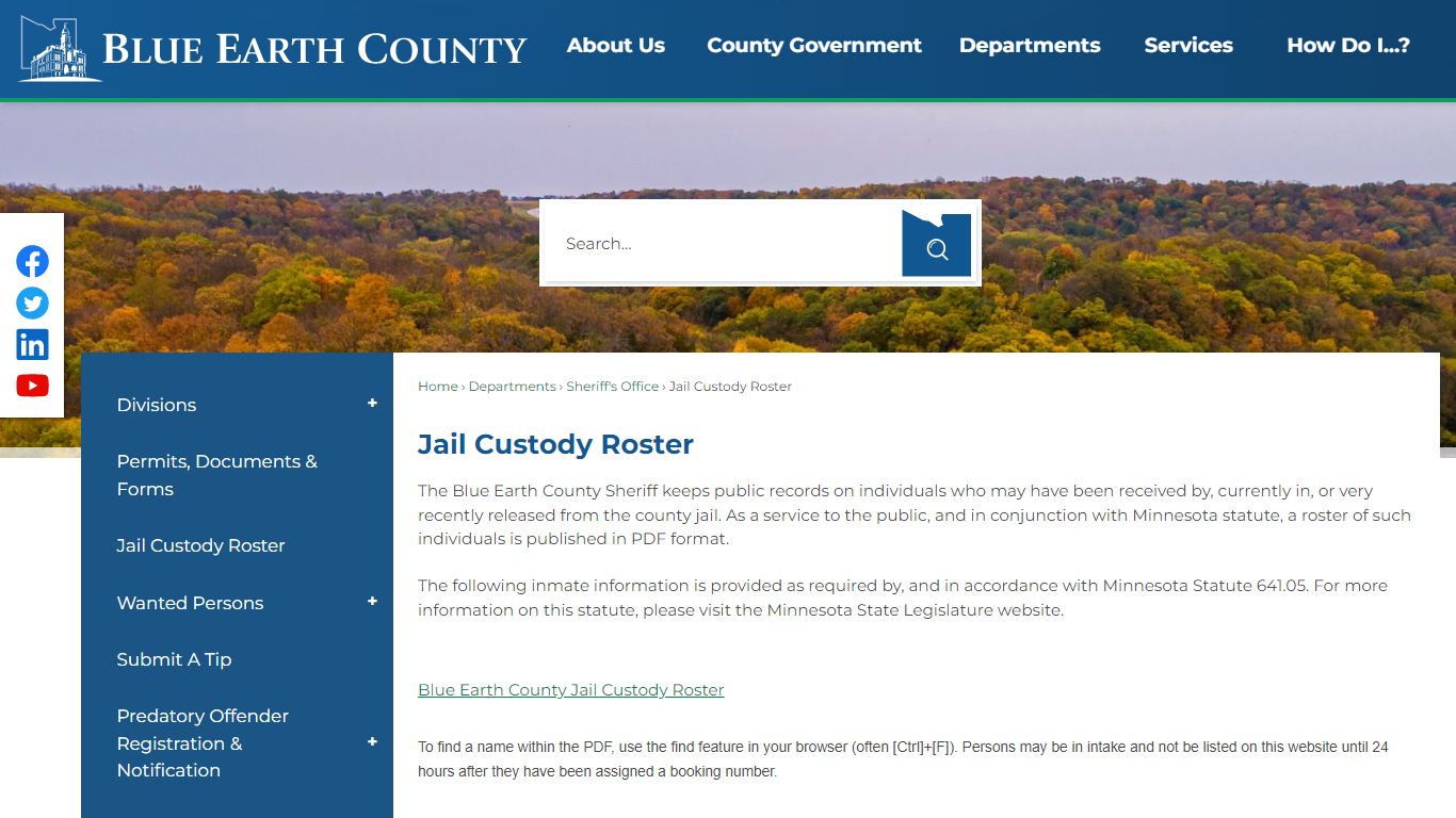 Jail Custody Roster | Blue Earth County, MN - Official Website