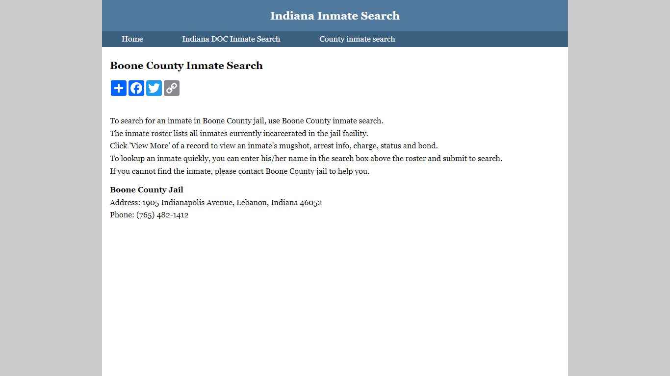 Boone County Inmate Search