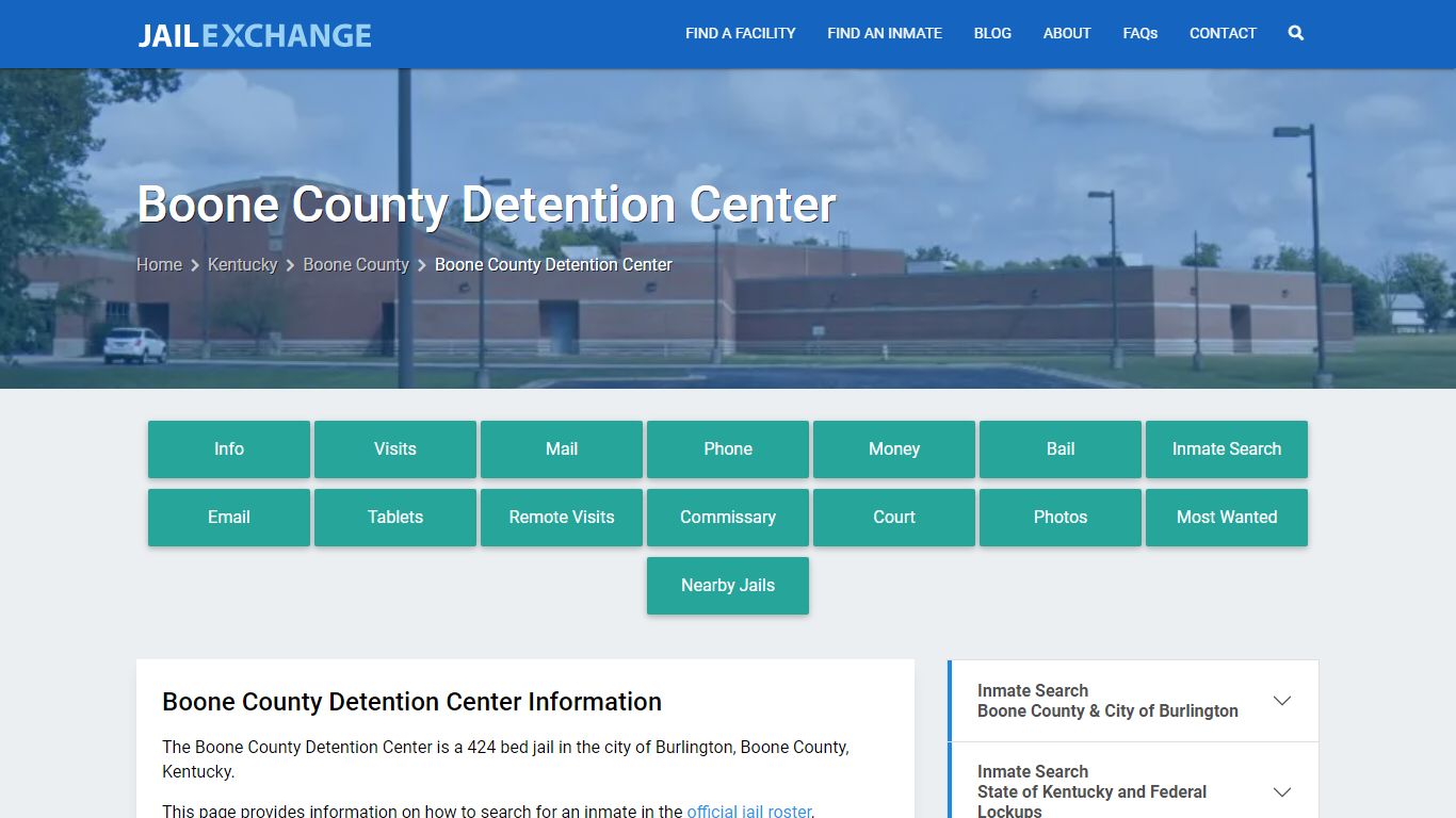 Boone County Detention Center, KY Inmate Search, Information