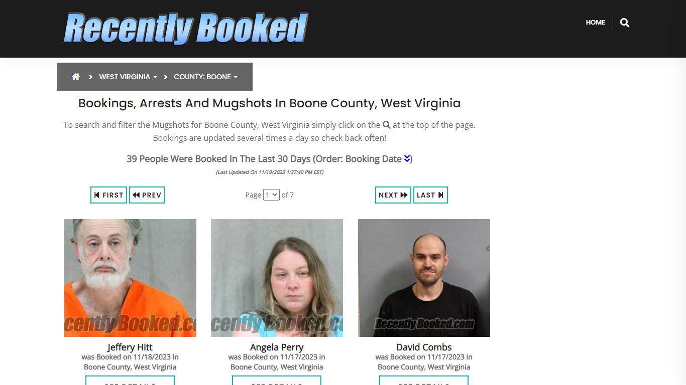 Bookings, Arrests and Mugshots in Boone County, West Virginia