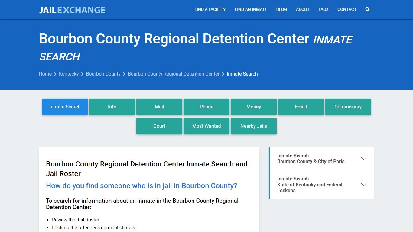 Bourbon County Regional Detention Center Inmate Search