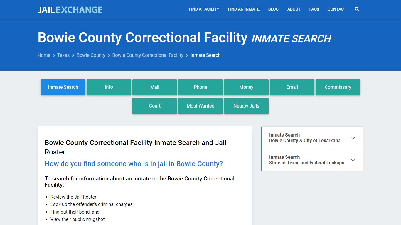 Bowie County Correctional Facility Inmate Search - Jail Exchange