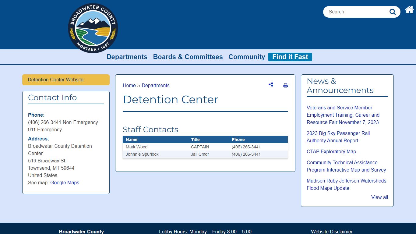 Detention Center | Broadwater County, MT