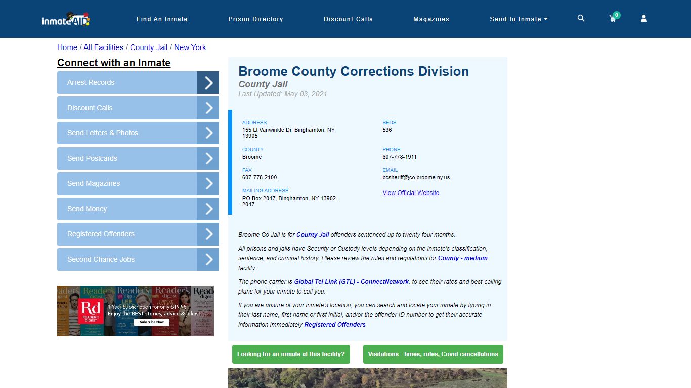 Broome County Corrections Division - Inmate Locator - Binghamton, NY